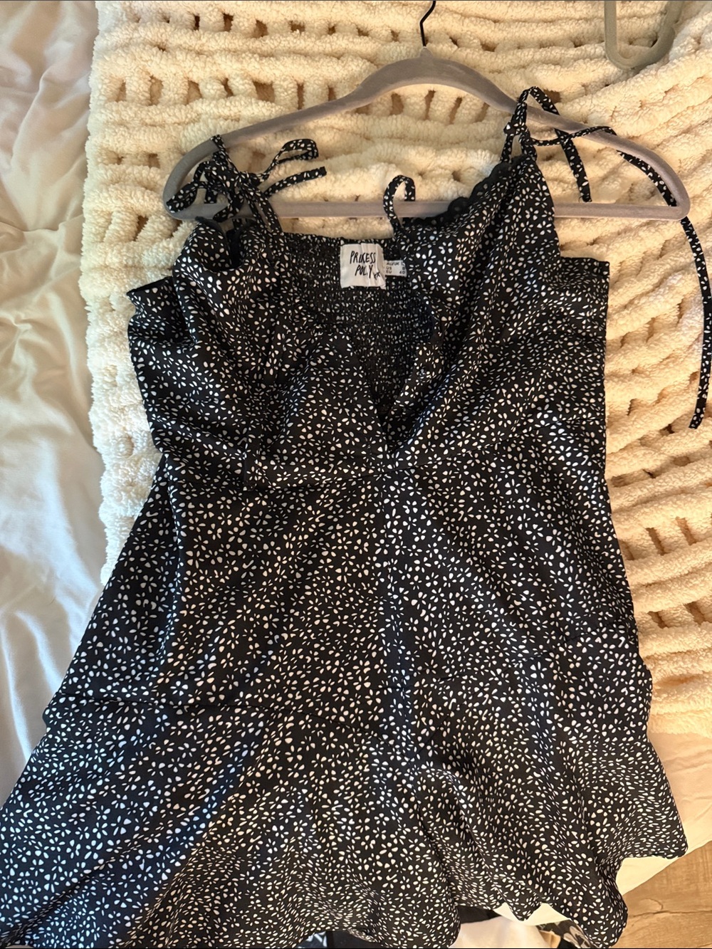 Princess Polly Black and White Ditsy Tie-Strap Cami dress